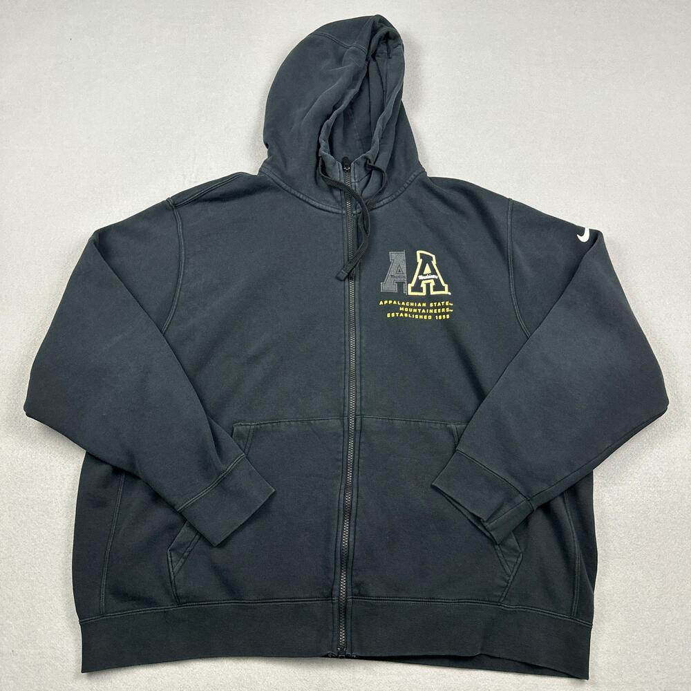 Appalachian State Hoodie Men 2Xl Black Solid Full Zip Sportswear NCAA XXL